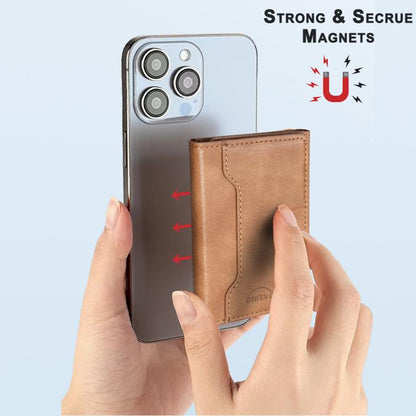 Oily Leather Horizontal Magnetic Wallet Card Bag Case