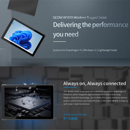 QCOM W1019 Windows 11 Pro Tablet PC, 8GB+128GB, 10.1 inch Qualcomm SC7180 Kryo 468 8C8T Octa Core, Network: 4G, OTG, EU Plug, US Plug, UK Plug, AU Plug