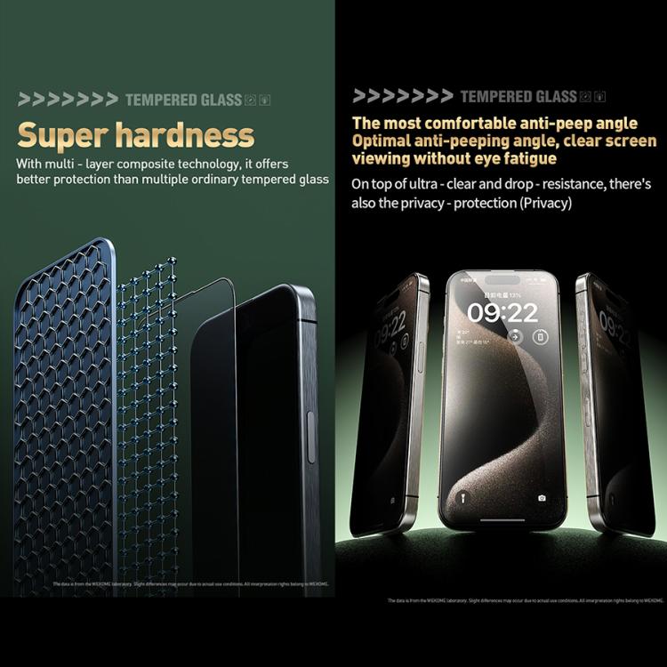 WK WTP-103 Jungle Series Kinkong Kyanite Ultra-hard 9D Curved HD Aluminum Glass Film, For iPhone 16 Pro Max, For iPhone 16 Pro, For iPhone 16 Plus / 15 Plus, For iPhone 16 / 15, For iPhone 15 Pro Max, For iPhone 15 Pro