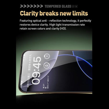 WK WTP-103 Jungle Series Kinkong Kyanite Ultra-hard 9D Curved HD Aluminum Glass Film, For iPhone 16 Pro Max, For iPhone 16 Pro, For iPhone 16 Plus / 15 Plus, For iPhone 16 / 15, For iPhone 15 Pro Max, For iPhone 15 Pro