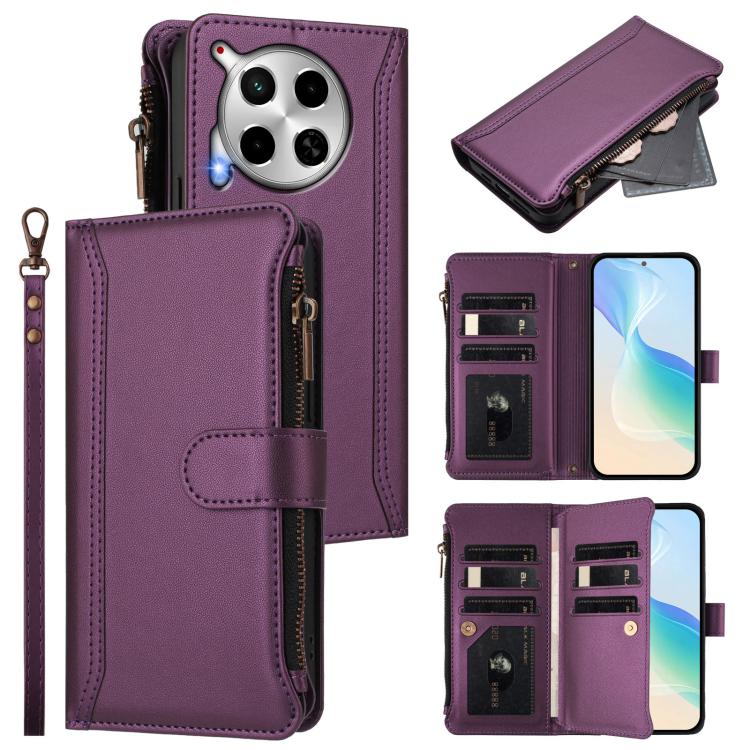 Magnetic Closure 9 Card Slots Zipper Leather Case with Hand Strap, For Tecno Pova 6 Neo, For Tecno Pova 6 4G, For Tecno Pova 6 5G / 6 Pro 5G, For Tecno Camon 30 Pro 5G, For Tecno Camon 30 Premier, For Tecno Camon 30 4G / 5G, For Tecno Spark 20 Pro+ 4G ...