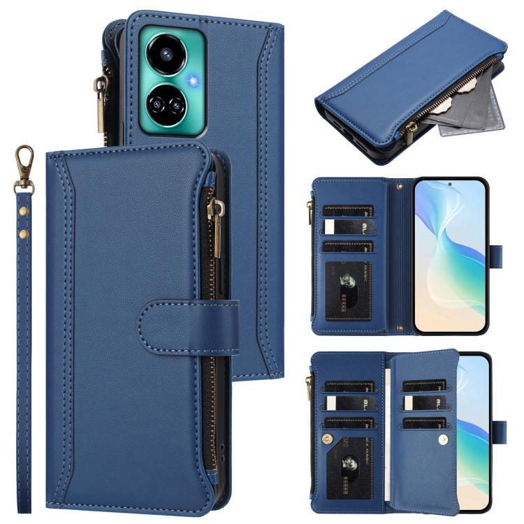 Magnetic Closure 9 Card Slots Zipper Leather Case with Hand Strap, For Tecno Spark 10C / Spark 10 4G, For Tecno Spark 10 Pro 4G, For Tecno Camon 19 / 19 Pro 5G, For Tecno Pova 4 Pro, For Tecno Pova 4, For Tecno Pova Neo 2                               ...