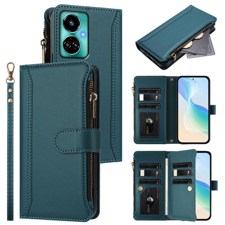 Magnetic Closure 9 Card Slots Zipper Leather Case with Hand Strap, For Tecno Spark 10C / Spark 10 4G, For Tecno Spark 10 Pro 4G, For Tecno Camon 19 / 19 Pro 5G, For Tecno Pova 4 Pro, For Tecno Pova 4, For Tecno Pova Neo 2                               ...