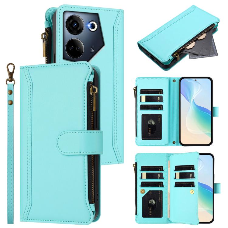 Magnetic Closure 9 Card Slots Zipper Leather Case with Hand Strap, For Tecno Pova 6 Neo, For Tecno Pova 6 4G, For Tecno Pova 6 5G / 6 Pro 5G, For Tecno Camon 30 Pro 5G, For Tecno Camon 30 Premier, For Tecno Camon 30 4G / 5G, For Tecno Spark 20 Pro+ 4G ...