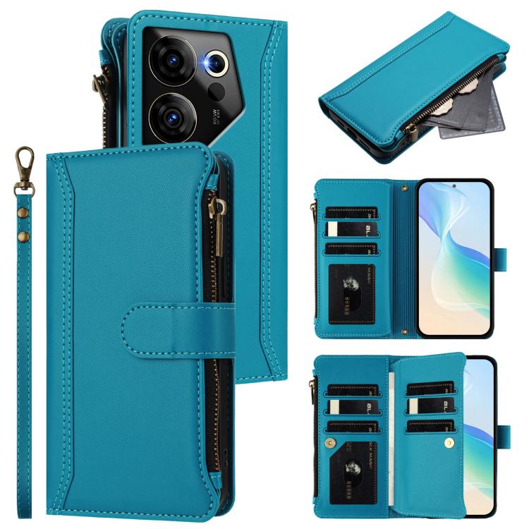 Magnetic Closure 9 Card Slots Zipper Leather Case with Hand Strap, For Tecno Pova 6 Neo, For Tecno Pova 6 4G, For Tecno Pova 6 5G / 6 Pro 5G, For Tecno Camon 30 Pro 5G, For Tecno Camon 30 Premier, For Tecno Camon 30 4G / 5G, For Tecno Spark 20 Pro+ 4G ...