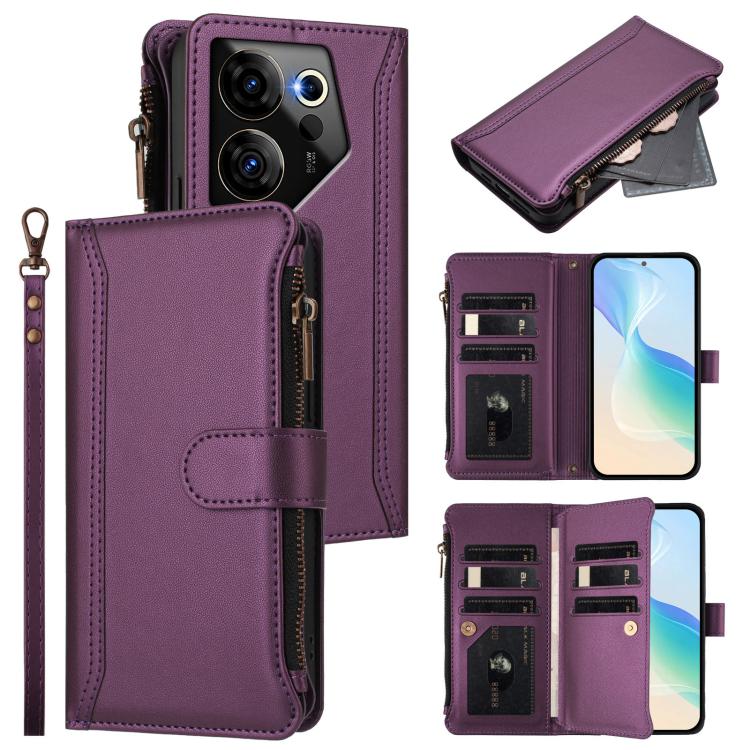 Magnetic Closure 9 Card Slots Zipper Leather Case with Hand Strap, For Tecno Pova 6 Neo, For Tecno Pova 6 4G, For Tecno Pova 6 5G / 6 Pro 5G, For Tecno Camon 30 Pro 5G, For Tecno Camon 30 Premier, For Tecno Camon 30 4G / 5G, For Tecno Spark 20 Pro+ 4G ...