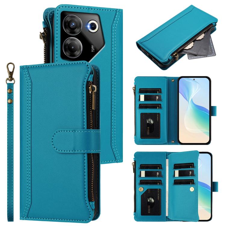 Magnetic Closure 9 Card Slots Zipper Leather Case with Hand Strap, For Tecno Pova 6 Neo, For Tecno Pova 6 4G, For Tecno Pova 6 5G / 6 Pro 5G, For Tecno Camon 30 Pro 5G, For Tecno Camon 30 Premier, For Tecno Camon 30 4G / 5G, For Tecno Spark 20 Pro+ 4G ...