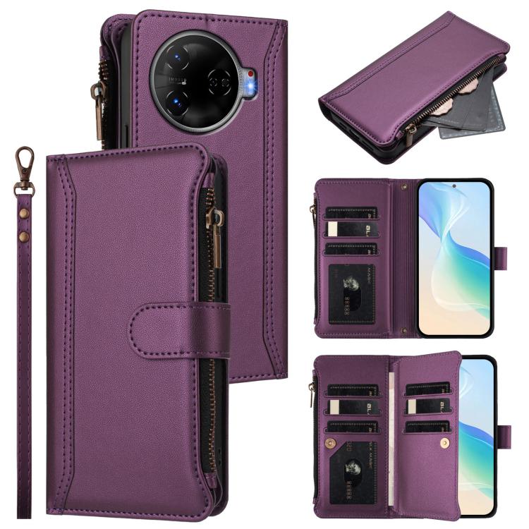 Magnetic Closure 9 Card Slots Zipper Leather Case with Hand Strap, For Tecno Pova 6 Neo, For Tecno Pova 6 4G, For Tecno Pova 6 5G / 6 Pro 5G, For Tecno Camon 30 Pro 5G, For Tecno Camon 30 Premier, For Tecno Camon 30 4G / 5G, For Tecno Spark 20 Pro+ 4G ...