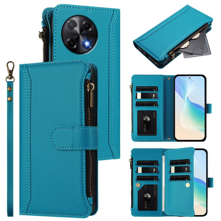 Magnetic Closure 9 Card Slots Zipper Leather Case with Hand Strap, For Tecno Camon 50 Pro 4G, For Tecno Camon 50 4G / CN5, For Tecno Spark Slim 5G, For Tecno Spark Go 1 / 1S / Pop 9, For Tecno Camon 40 Pro 4G Global, For Tecno Camon 40 4G              ...