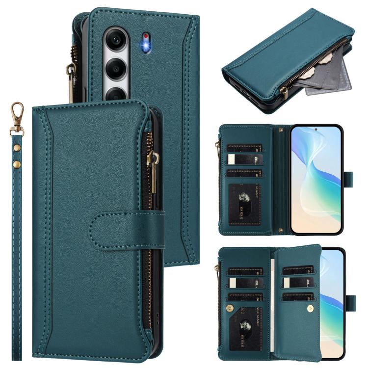 Magnetic Closure 9 Card Slots Zipper Leather Case with Hand Strap, For Tecno Camon 50 Pro 4G, For Tecno Camon 50 4G / CN5, For Tecno Spark Slim 5G, For Tecno Spark Go 1 / 1S / Pop 9, For Tecno Camon 40 Pro 4G Global, For Tecno Camon 40 4G              ...