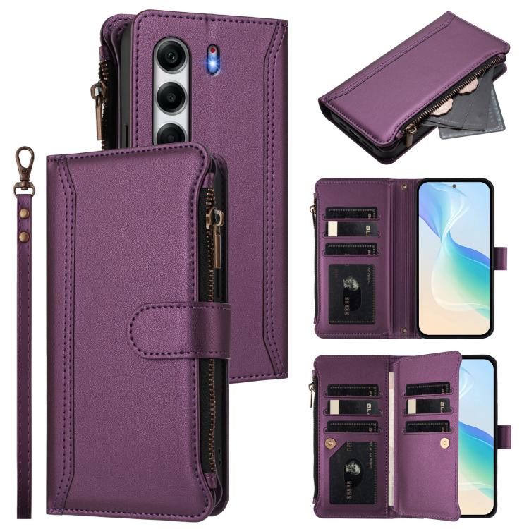 Magnetic Closure 9 Card Slots Zipper Leather Case with Hand Strap, For Tecno Camon 50 Pro 4G, For Tecno Camon 50 4G / CN5, For Tecno Spark Slim 5G, For Tecno Spark Go 1 / 1S / Pop 9, For Tecno Camon 40 Pro 4G Global, For Tecno Camon 40 4G              ...