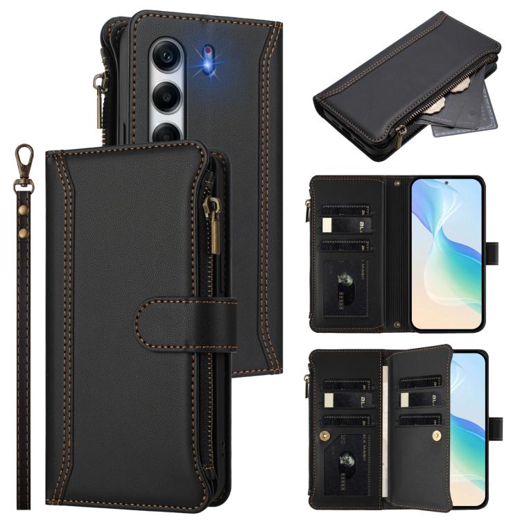 Magnetic Closure 9 Card Slots Zipper Leather Case with Hand Strap, For Tecno Camon 50 Pro 4G, For Tecno Camon 50 4G / CN5, For Tecno Spark Slim 5G, For Tecno Spark Go 1 / 1S / Pop 9, For Tecno Camon 40 Pro 4G Global, For Tecno Camon 40 4G              ...