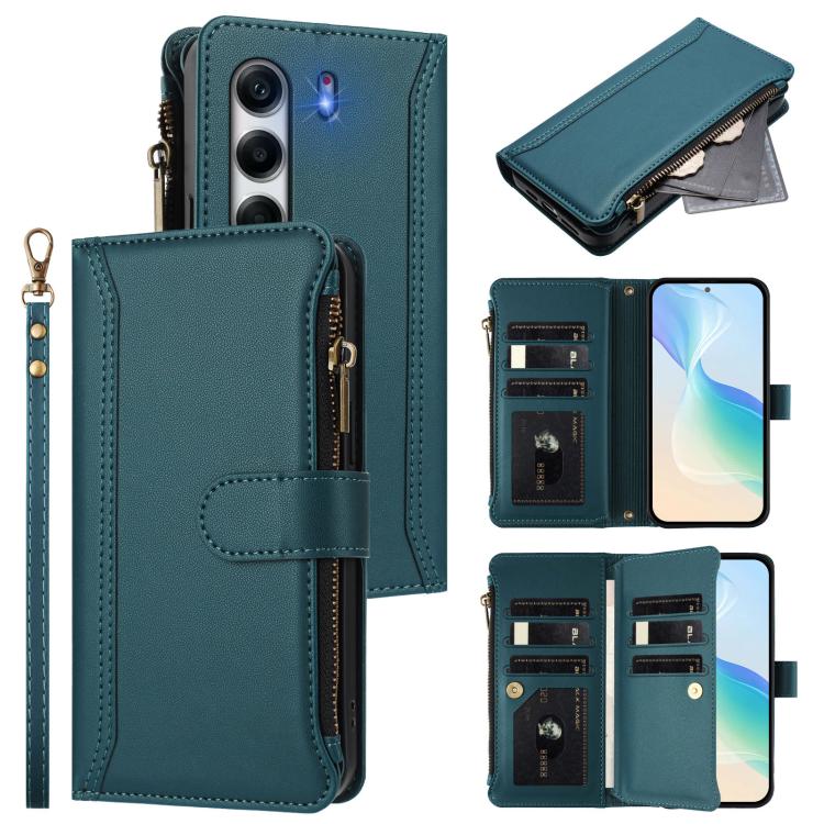 Magnetic Closure 9 Card Slots Zipper Leather Case with Hand Strap, For Tecno Camon 50 Pro 4G, For Tecno Camon 50 4G / CN5, For Tecno Spark Slim 5G, For Tecno Spark Go 1 / 1S / Pop 9, For Tecno Camon 40 Pro 4G Global, For Tecno Camon 40 4G              ...