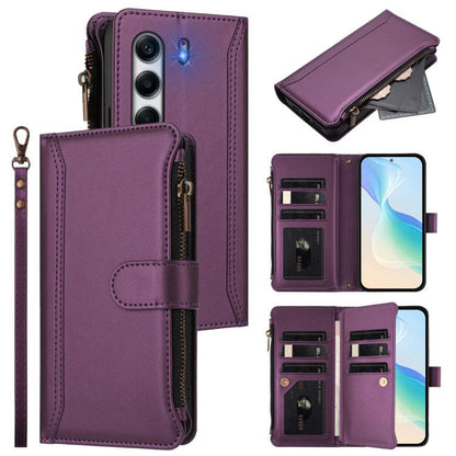 Magnetic Closure 9 Card Slots Zipper Leather Case with Hand Strap, For Tecno Camon 50 Pro 4G, For Tecno Camon 50 4G / CN5, For Tecno Spark Slim 5G, For Tecno Spark Go 1 / 1S / Pop 9, For Tecno Camon 40 Pro 4G Global, For Tecno Camon 40 4G              ...