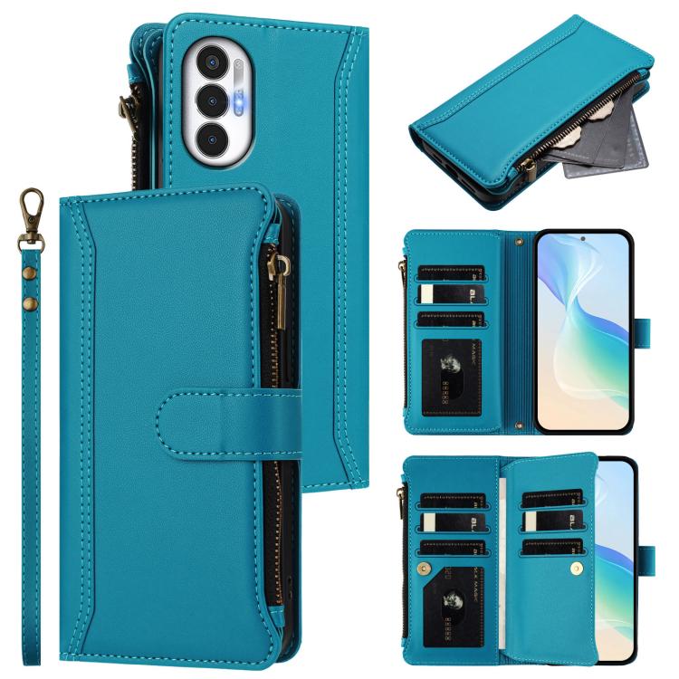 Magnetic Closure 9 Card Slots Zipper Leather Case with Hand Strap, For Tecno Spark 10C / Spark 10 4G, For Tecno Spark 10 Pro 4G, For Tecno Camon 19 / 19 Pro 5G, For Tecno Pova 4 Pro, For Tecno Pova 4, For Tecno Pova Neo 2                               ...
