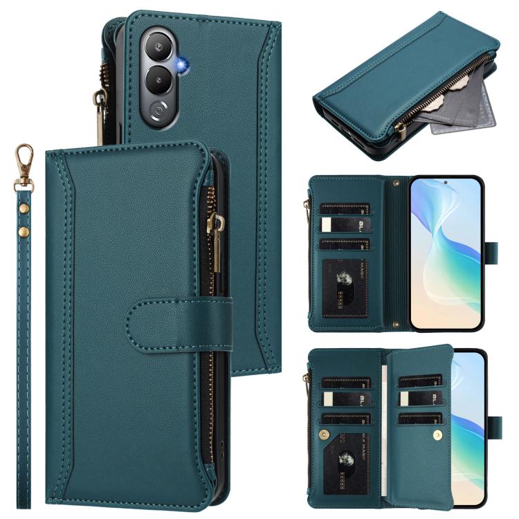 Magnetic Closure 9 Card Slots Zipper Leather Case with Hand Strap, For Tecno Spark 10C / Spark 10 4G, For Tecno Spark 10 Pro 4G, For Tecno Camon 19 / 19 Pro 5G, For Tecno Pova 4 Pro, For Tecno Pova 4, For Tecno Pova Neo 2                               ...