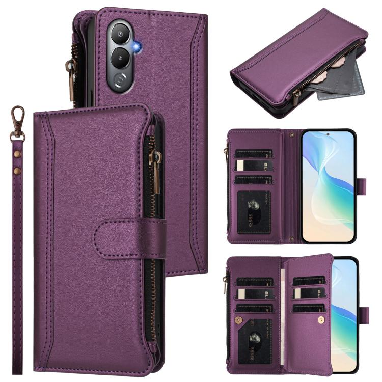 Magnetic Closure 9 Card Slots Zipper Leather Case with Hand Strap, For Tecno Spark 10C / Spark 10 4G, For Tecno Spark 10 Pro 4G, For Tecno Camon 19 / 19 Pro 5G, For Tecno Pova 4 Pro, For Tecno Pova 4, For Tecno Pova Neo 2                               ...