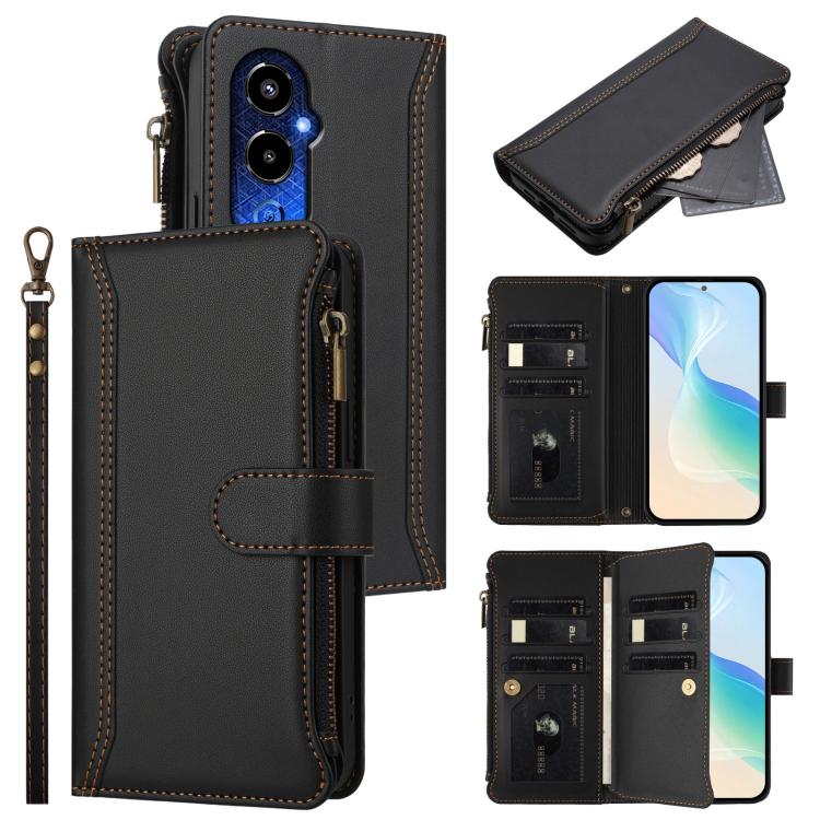 Magnetic Closure 9 Card Slots Zipper Leather Case with Hand Strap, For Tecno Spark 10C / Spark 10 4G, For Tecno Spark 10 Pro 4G, For Tecno Camon 19 / 19 Pro 5G, For Tecno Pova 4 Pro, For Tecno Pova 4, For Tecno Pova Neo 2                               ...