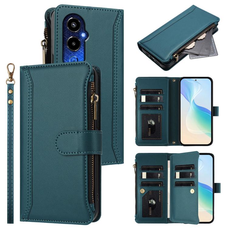Magnetic Closure 9 Card Slots Zipper Leather Case with Hand Strap, For Tecno Spark 10C / Spark 10 4G, For Tecno Spark 10 Pro 4G, For Tecno Camon 19 / 19 Pro 5G, For Tecno Pova 4 Pro, For Tecno Pova 4, For Tecno Pova Neo 2                               ...