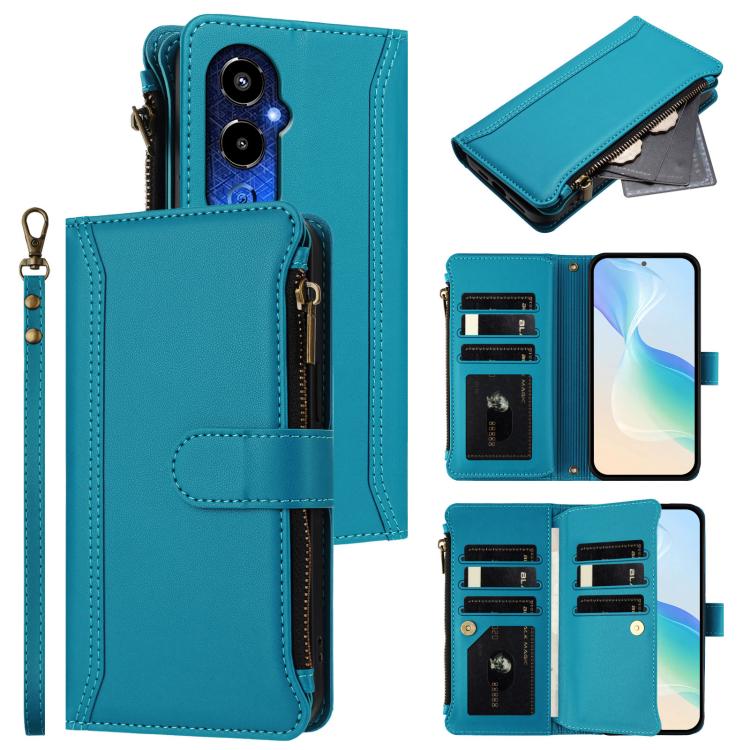 Magnetic Closure 9 Card Slots Zipper Leather Case with Hand Strap, For Tecno Spark 10C / Spark 10 4G, For Tecno Spark 10 Pro 4G, For Tecno Camon 19 / 19 Pro 5G, For Tecno Pova 4 Pro, For Tecno Pova 4, For Tecno Pova Neo 2                               ...