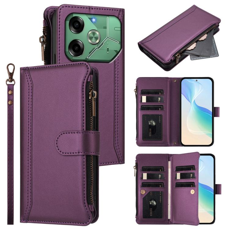 Magnetic Closure 9 Card Slots Zipper Leather Case with Hand Strap, For Tecno Pova 6 Neo, For Tecno Pova 6 4G, For Tecno Pova 6 5G / 6 Pro 5G, For Tecno Camon 30 Pro 5G, For Tecno Camon 30 Premier, For Tecno Camon 30 4G / 5G, For Tecno Spark 20 Pro+ 4G ...