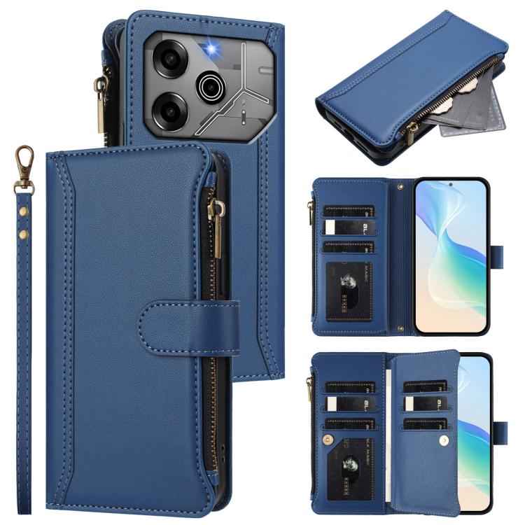 Magnetic Closure 9 Card Slots Zipper Leather Case with Hand Strap, For Tecno Pova 6 Neo, For Tecno Pova 6 4G, For Tecno Pova 6 5G / 6 Pro 5G, For Tecno Camon 30 Pro 5G, For Tecno Camon 30 Premier, For Tecno Camon 30 4G / 5G, For Tecno Spark 20 Pro+ 4G ...