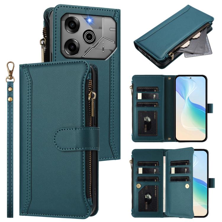 Magnetic Closure 9 Card Slots Zipper Leather Case with Hand Strap, For Tecno Pova 6 Neo, For Tecno Pova 6 4G, For Tecno Pova 6 5G / 6 Pro 5G, For Tecno Camon 30 Pro 5G, For Tecno Camon 30 Premier, For Tecno Camon 30 4G / 5G, For Tecno Spark 20 Pro+ 4G ...