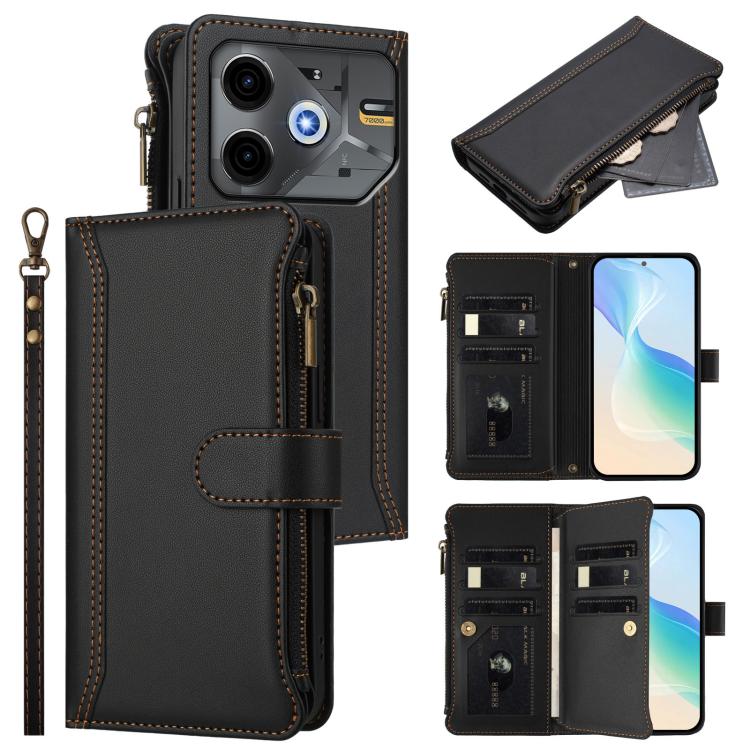 Magnetic Closure 9 Card Slots Zipper Leather Case with Hand Strap, For Tecno Pova 6 Neo, For Tecno Pova 6 4G, For Tecno Pova 6 5G / 6 Pro 5G, For Tecno Camon 30 Pro 5G, For Tecno Camon 30 Premier, For Tecno Camon 30 4G / 5G, For Tecno Spark 20 Pro+ 4G ...