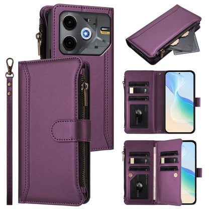 Magnetic Closure 9 Card Slots Zipper Leather Case with Hand Strap, For Tecno Pova 6 Neo, For Tecno Pova 6 4G, For Tecno Pova 6 5G / 6 Pro 5G, For Tecno Camon 30 Pro 5G, For Tecno Camon 30 Premier, For Tecno Camon 30 4G / 5G, For Tecno Spark 20 Pro+ 4G ...
