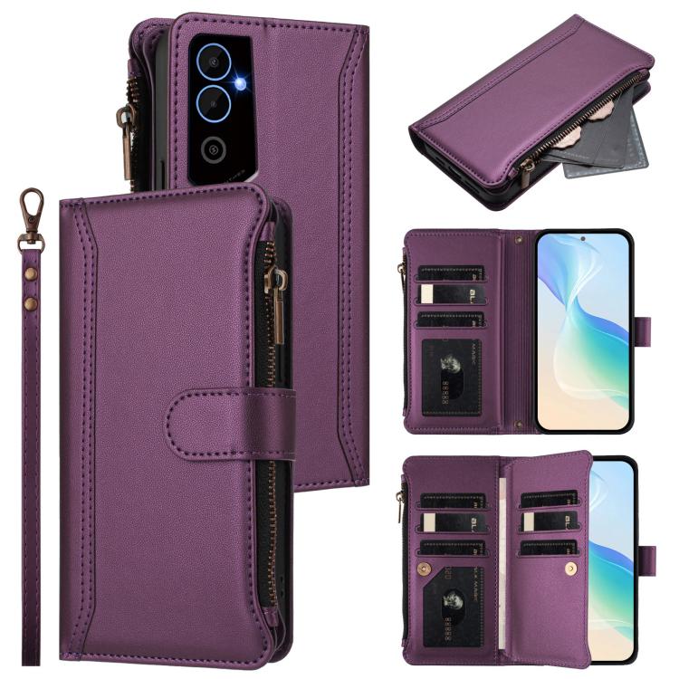 Magnetic Closure 9 Card Slots Zipper Leather Case with Hand Strap, For Tecno Spark 10C / Spark 10 4G, For Tecno Spark 10 Pro 4G, For Tecno Camon 19 / 19 Pro 5G, For Tecno Pova 4 Pro, For Tecno Pova 4, For Tecno Pova Neo 2                               ...