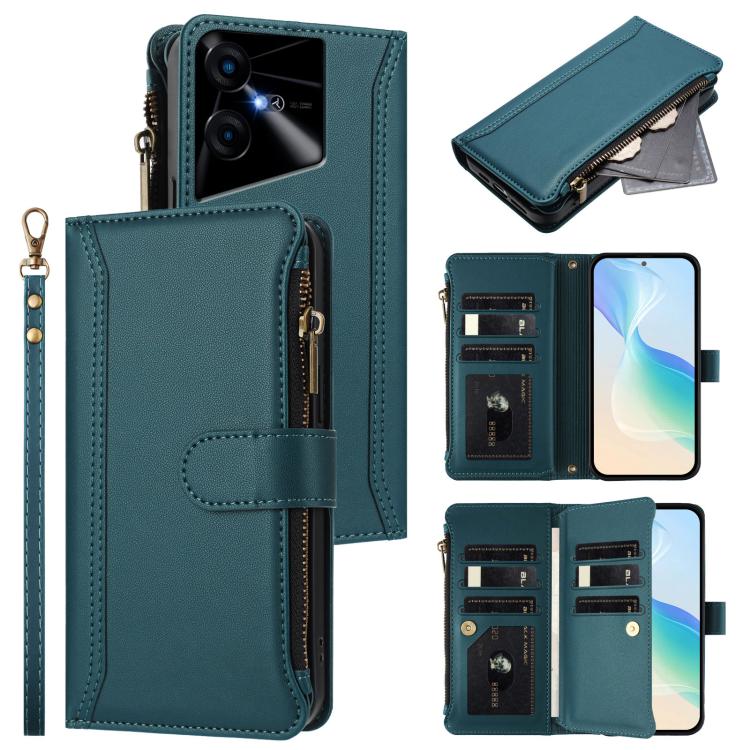 Magnetic Closure 9 Card Slots Zipper Leather Case with Hand Strap, For Tecno Pova 6 Neo, For Tecno Pova 6 4G, For Tecno Pova 6 5G / 6 Pro 5G, For Tecno Camon 30 Pro 5G, For Tecno Camon 30 Premier, For Tecno Camon 30 4G / 5G, For Tecno Spark 20 Pro+ 4G ...