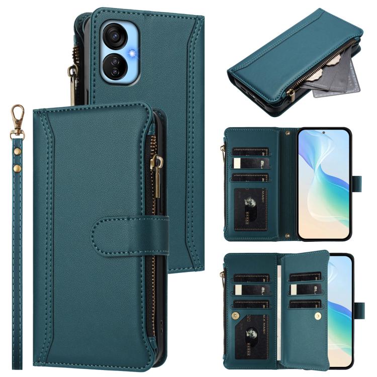 Magnetic Closure 9 Card Slots Zipper Leather Case with Hand Strap, For Tecno Spark 10C / Spark 10 4G, For Tecno Spark 10 Pro 4G, For Tecno Camon 19 / 19 Pro 5G, For Tecno Pova 4 Pro, For Tecno Pova 4, For Tecno Pova Neo 2                               ...