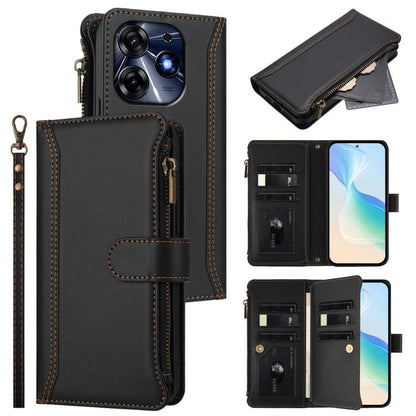 Magnetic Closure 9 Card Slots Zipper Leather Case with Hand Strap, For Tecno Spark 10C / Spark 10 4G, For Tecno Spark 10 Pro 4G, For Tecno Camon 19 / 19 Pro 5G, For Tecno Pova 4 Pro, For Tecno Pova 4, For Tecno Pova Neo 2                               ...