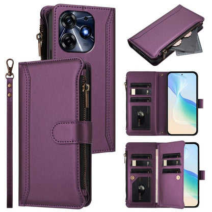 Magnetic Closure 9 Card Slots Zipper Leather Case with Hand Strap, For Tecno Spark 10C / Spark 10 4G, For Tecno Spark 10 Pro 4G, For Tecno Camon 19 / 19 Pro 5G, For Tecno Pova 4 Pro, For Tecno Pova 4, For Tecno Pova Neo 2                               ...