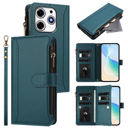 Magnetic Closure 9 Card Slots Zipper Leather Case with Hand Strap, For Tecno Camon 50 Pro 4G, For Tecno Camon 50 4G / CN5, For Tecno Spark Slim 5G, For Tecno Spark Go 1 / 1S / Pop 9, For Tecno Camon 40 Pro 4G Global, For Tecno Camon 40 4G              ...