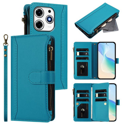 Magnetic Closure 9 Card Slots Zipper Leather Case with Hand Strap, For Tecno Camon 50 Pro 4G, For Tecno Camon 50 4G / CN5, For Tecno Spark Slim 5G, For Tecno Spark Go 1 / 1S / Pop 9, For Tecno Camon 40 Pro 4G Global, For Tecno Camon 40 4G              ...