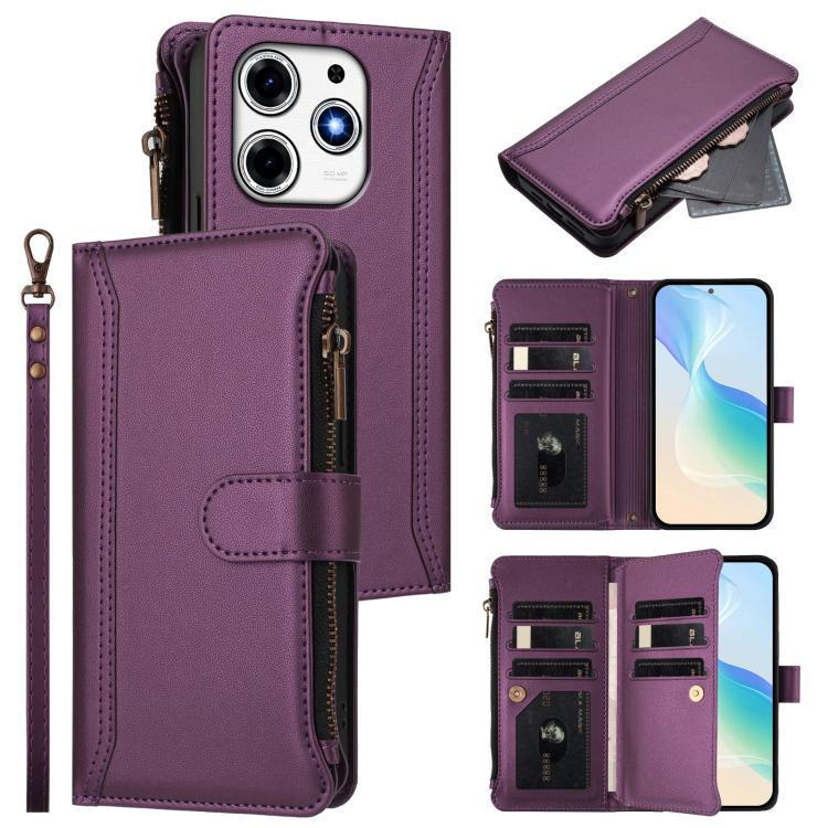 Magnetic Closure 9 Card Slots Zipper Leather Case with Hand Strap, For Tecno Camon 50 Pro 4G, For Tecno Camon 50 4G / CN5, For Tecno Spark Slim 5G, For Tecno Spark Go 1 / 1S / Pop 9, For Tecno Camon 40 Pro 4G Global, For Tecno Camon 40 4G              ...