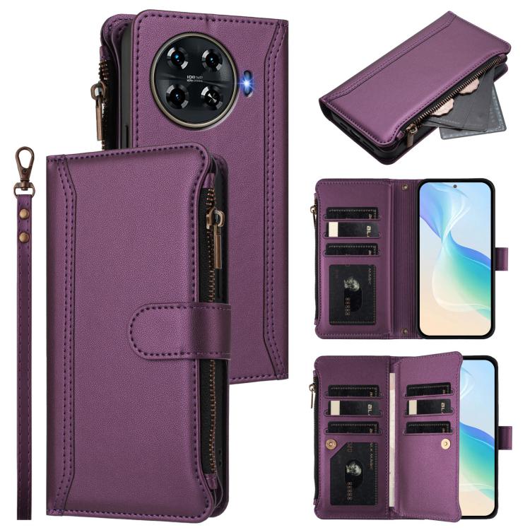 Magnetic Closure 9 Card Slots Zipper Leather Case with Hand Strap, For Tecno Pova 6 Neo, For Tecno Pova 6 4G, For Tecno Pova 6 5G / 6 Pro 5G, For Tecno Camon 30 Pro 5G, For Tecno Camon 30 Premier, For Tecno Camon 30 4G / 5G, For Tecno Spark 20 Pro+ 4G ...