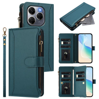 Magnetic Closure 9 Card Slots Zipper Leather Case with Hand Strap, For Tecno Camon 50 Pro 4G, For Tecno Camon 50 4G / CN5, For Tecno Spark Slim 5G, For Tecno Spark Go 1 / 1S / Pop 9, For Tecno Camon 40 Pro 4G Global, For Tecno Camon 40 4G              ...