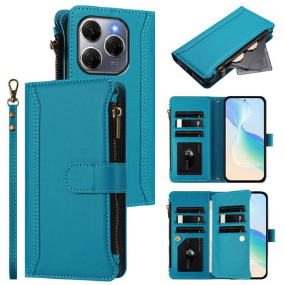 Magnetic Closure 9 Card Slots Zipper Leather Case with Hand Strap, For Tecno Camon 50 Pro 4G, For Tecno Camon 50 4G / CN5, For Tecno Spark Slim 5G, For Tecno Spark Go 1 / 1S / Pop 9, For Tecno Camon 40 Pro 4G Global, For Tecno Camon 40 4G              ...