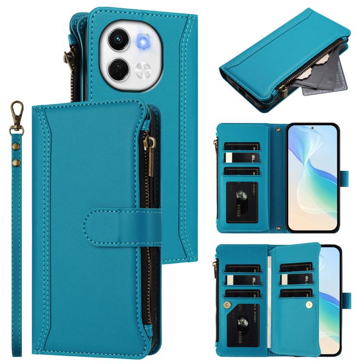 Magnetic Closure 9 Card Slots Zipper Leather Case with Hand Strap, For Tecno Camon 50 Pro 4G, For Tecno Camon 50 4G / CN5, For Tecno Spark Slim 5G, For Tecno Spark Go 1 / 1S / Pop 9, For Tecno Camon 40 Pro 4G Global, For Tecno Camon 40 4G              ...