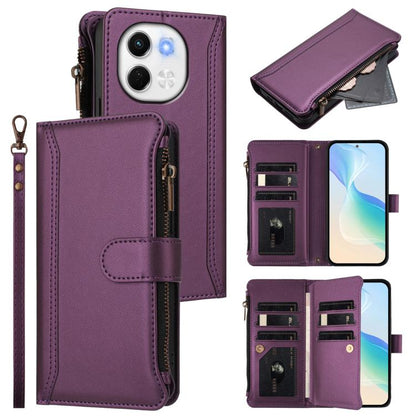 Magnetic Closure 9 Card Slots Zipper Leather Case with Hand Strap, For Tecno Camon 50 Pro 4G, For Tecno Camon 50 4G / CN5, For Tecno Spark Slim 5G, For Tecno Spark Go 1 / 1S / Pop 9, For Tecno Camon 40 Pro 4G Global, For Tecno Camon 40 4G              ...