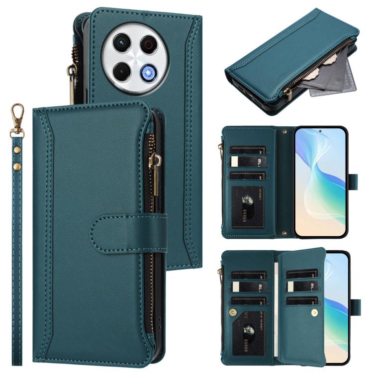 Magnetic Closure 9 Card Slots Zipper Leather Case with Hand Strap, For Tecno Camon 50 Pro 4G, For Tecno Camon 50 4G / CN5, For Tecno Spark Slim 5G, For Tecno Spark Go 1 / 1S / Pop 9, For Tecno Camon 40 Pro 4G Global, For Tecno Camon 40 4G              ...