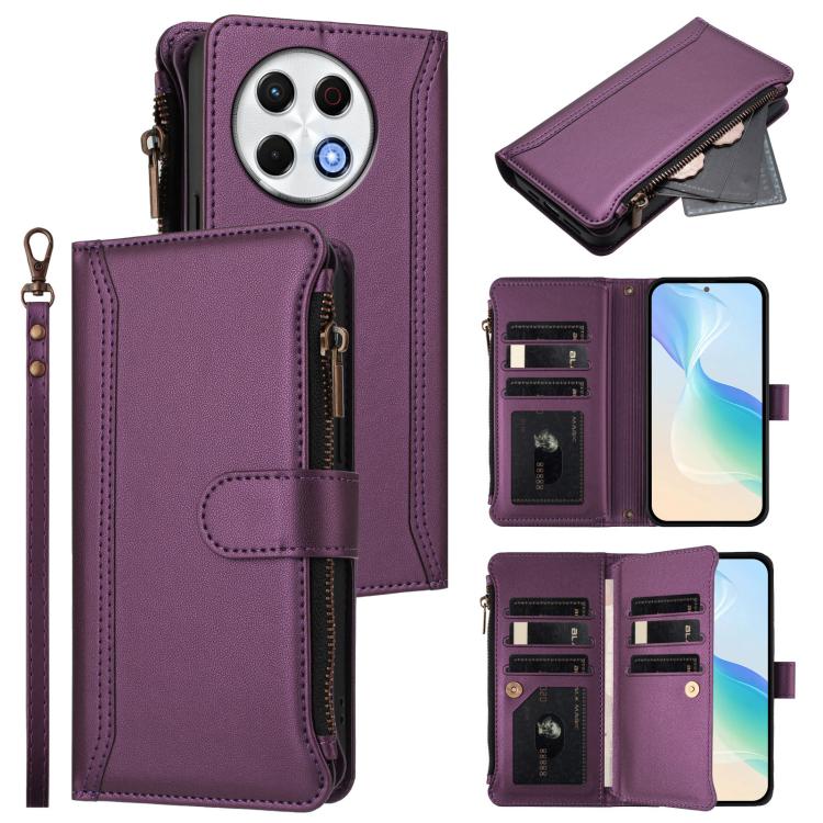 Magnetic Closure 9 Card Slots Zipper Leather Case with Hand Strap, For Tecno Camon 50 Pro 4G, For Tecno Camon 50 4G / CN5, For Tecno Spark Slim 5G, For Tecno Spark Go 1 / 1S / Pop 9, For Tecno Camon 40 Pro 4G Global, For Tecno Camon 40 4G              ...