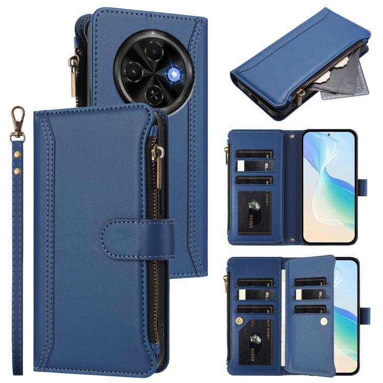 Magnetic Closure 9 Card Slots Zipper Leather Case with Hand Strap, For Tecno Camon 50 Pro 4G, For Tecno Camon 50 4G / CN5, For Tecno Spark Slim 5G, For Tecno Spark Go 1 / 1S / Pop 9, For Tecno Camon 40 Pro 4G Global, For Tecno Camon 40 4G              ...