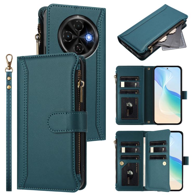 Magnetic Closure 9 Card Slots Zipper Leather Case with Hand Strap, For Tecno Camon 50 Pro 4G, For Tecno Camon 50 4G / CN5, For Tecno Spark Slim 5G, For Tecno Spark Go 1 / 1S / Pop 9, For Tecno Camon 40 Pro 4G Global, For Tecno Camon 40 4G              ...
