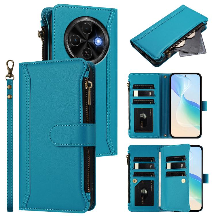 Magnetic Closure 9 Card Slots Zipper Leather Case with Hand Strap, For Tecno Camon 50 Pro 4G, For Tecno Camon 50 4G / CN5, For Tecno Spark Slim 5G, For Tecno Spark Go 1 / 1S / Pop 9, For Tecno Camon 40 Pro 4G Global, For Tecno Camon 40 4G              ...