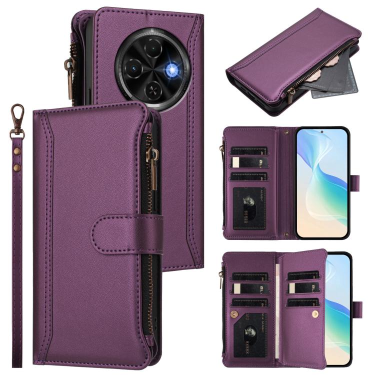 Magnetic Closure 9 Card Slots Zipper Leather Case with Hand Strap, For Tecno Camon 50 Pro 4G, For Tecno Camon 50 4G / CN5, For Tecno Spark Slim 5G, For Tecno Spark Go 1 / 1S / Pop 9, For Tecno Camon 40 Pro 4G Global, For Tecno Camon 40 4G              ...