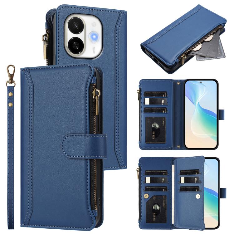 Magnetic Closure 9 Card Slots Zipper Leather Case with Hand Strap, For Tecno Camon 50 Pro 4G, For Tecno Camon 50 4G / CN5, For Tecno Spark Slim 5G, For Tecno Spark Go 1 / 1S / Pop 9, For Tecno Camon 40 Pro 4G Global, For Tecno Camon 40 4G              ...