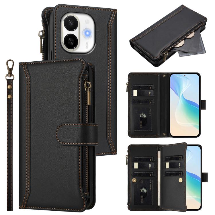 Magnetic Closure 9 Card Slots Zipper Leather Case with Hand Strap, For Tecno Camon 50 Pro 4G, For Tecno Camon 50 4G / CN5, For Tecno Spark Slim 5G, For Tecno Spark Go 1 / 1S / Pop 9, For Tecno Camon 40 Pro 4G Global, For Tecno Camon 40 4G              ...
